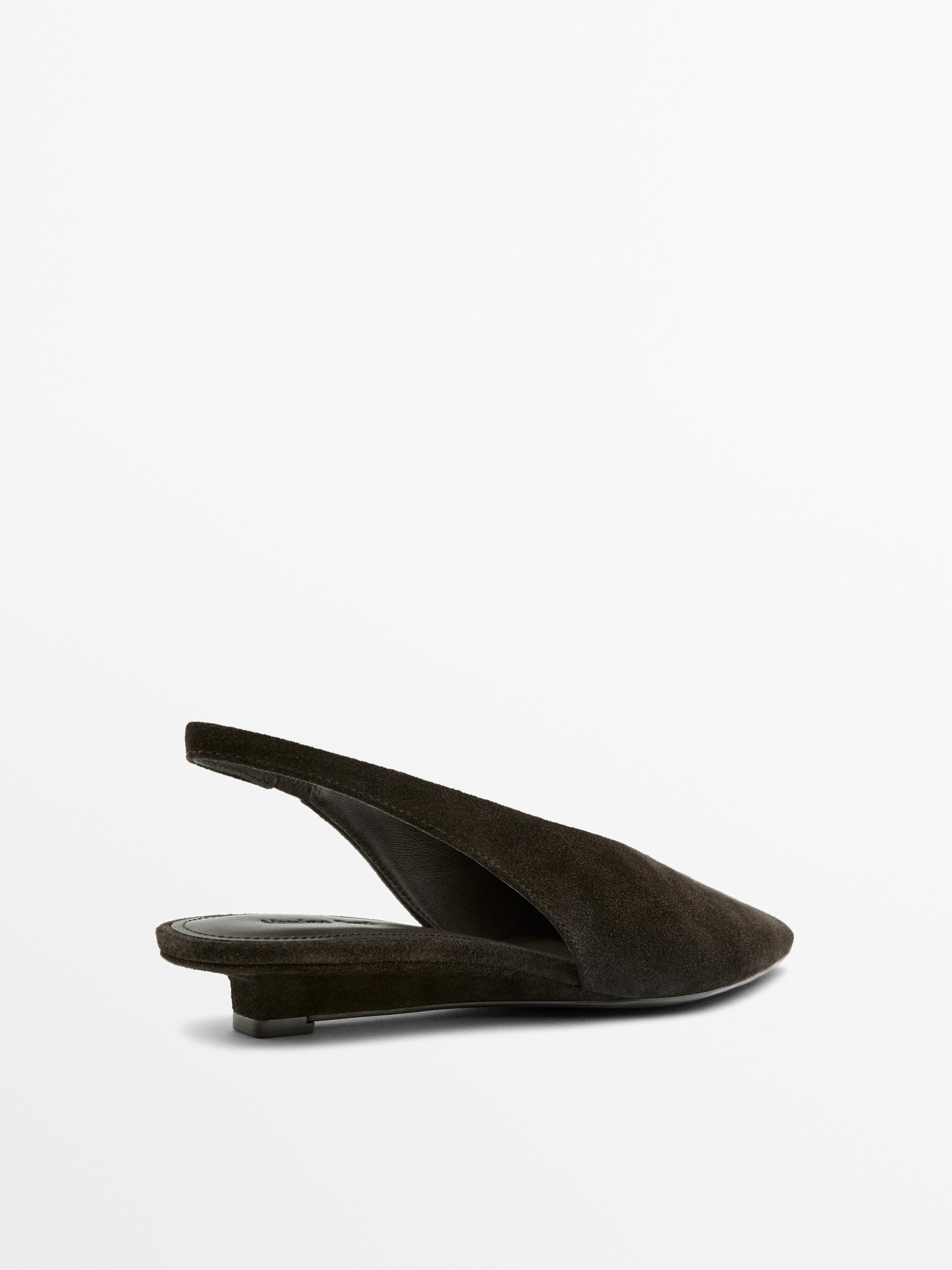 Split suede leather slingback shoes